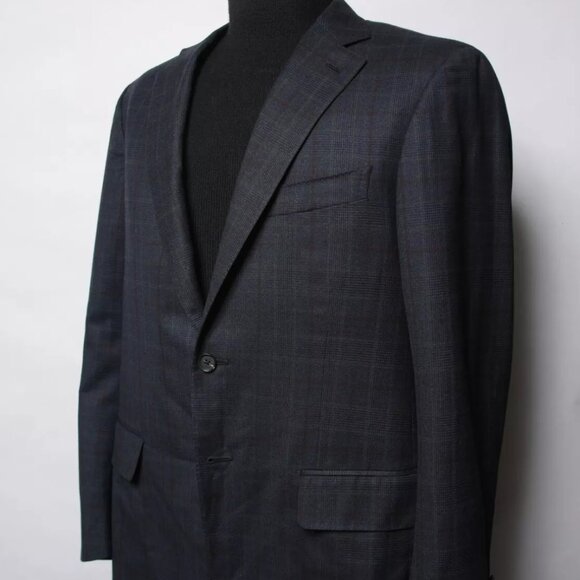 NWOT Current Isaia Napoli Dark Navy Plaid Sport Coat Jacket EU52R (US42R) - Picture 1 of 7